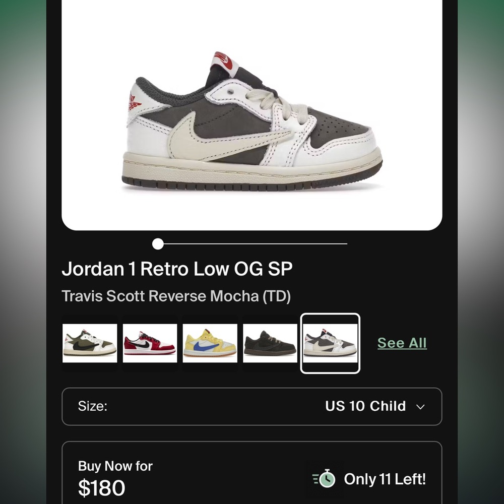 Jordan Travis Scott 1 Retro Low OG Kids Sneakers - Brown and Cream